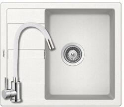 SCHOCK 104136+SAP4-F090KW - SCHOCK HKT Aros D-100S / Ronda D-100 1m 1/2cs 580x500mm Cristalite® gránit mosogató fehér + ZEGOR csaptelep fehér szett (104136+SAP4-F090KW)