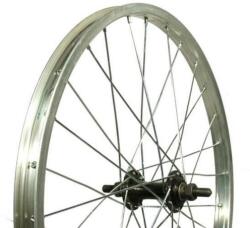 Neuzer 20-as (406 mm) első kerék, 3/8 colos csavaros tengellyel, 36H, ezüst-fekete