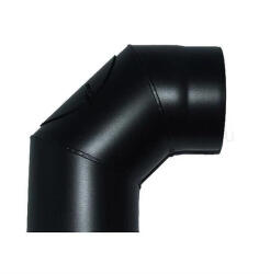 KoloTech fekete füstcső 90° könyök tisztítónyílással 180 mm (KTC034)