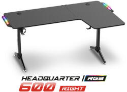Spirit Of Gamer Gamer Asztal - Headquarter 600 R (MDF lap, fém lábak, fekete, RGB LED háttérvilágítás, 140 x 60 x 75cm) - tobuy