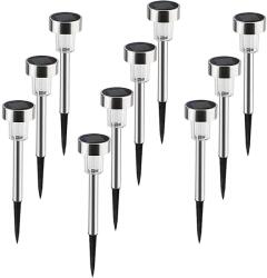 Grundig 10 db-os napelemes inox kerti LED lámpa szett, IP44, 36 cm, hideg fehér (871125255978)