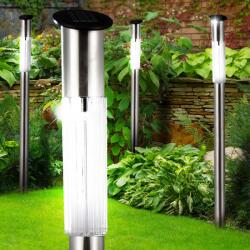 ProGarden 70 cm magas napelemes inox kerti lámpa LED világítással, Hideg fehér, 1 db (DX9301060)