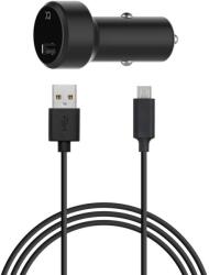 XQISIT Autós töltő 2.4A, 1x USB-A porttal és USB-Micro kábellel - Fekete