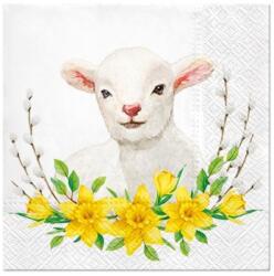  Decoupage szalvéták Lamb with Wreath - 1 db (húsvéti decoupage)