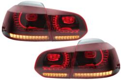 KITT Stopuri Full LED VW Golf 6 VI (2008-2013) R20 Design Rosu Fumuriu cu Semnal Dinamic Performance AutoTuning