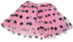 Mezőfi Tüll szoknya, gyermek méret, rózsaszín, fekete pöttyös, 30 cm