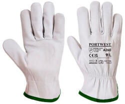 Sofőrkesztyű, bőr, L méret "Oves", szürke (MED140) - onlinepapirbolt