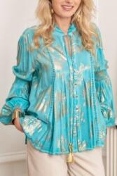 RohBoutique Bluza oversize cu print auriu, Turcoaz , Roh BR2853