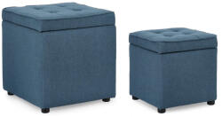 Bizzotto Set 2 tabureti textil albastru Derrick 35x35x35 cm; 45x45x45 cm (0740981)