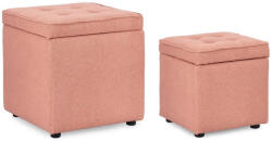 Bizzotto Set 2 tabureti textil roz blush Derrick 35x35x35 cm; 45x45x45 cm (0740984)