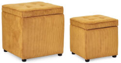 Bizzotto Set 2 tabureti textil ocru Dylan 35x35x35 cm; 45x45x45 cm (0740992)