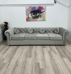 MobAmbient Canapea fixă 4 locuri realizată în stil Chesterfield gri deschis - model CHESTERFIELD Canapea