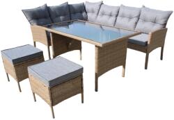 Set de gradina din ratan culoare naturala / gri deschis RANDI