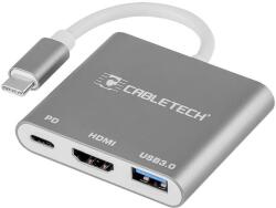 Cabletech USB Type C adapter - USB 3.0 aljzat, HDMI, USB 2.0 Type C