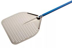 GI METAL Perforált téglalap alakú alumínium pizzalapát 36x36 cm 30 cm nyéllel (A-37RF/30)