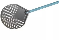GI METAL Perforált kerek pizza lapát, S. H. A. aluminium 33 cm 30 cm nyél (E-32F/30)