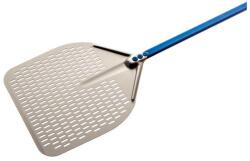 GI METAL Perforált téglalap alakú alumínium pizza lapát egy nyél 41x41 cm 150 cm (A-41RF)