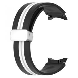 Mybandz 41675 CSÍKOS SZILIKON ÓRASZÍJ GALAXY WATCH 4-5 /FEKETE-FEHÉR/ 20MM (41675) - pcx
