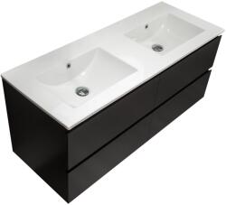 Cerano - Carole fürdőszoba szekrény + Todo kerámia dupla mosdó - fekete matt - 120x49, 8x46 cm (CER-CER-476333)