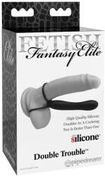 Pipedream Fetish Double Trouble - here- és péniszgyűrű dildóval (fekete) - vagyaim