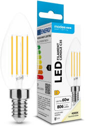 Modee LED Izzó Filament Gyertya C35 7W E14 360° 4000K (806 lumen) ERP (ML-CF4000K7WE14)