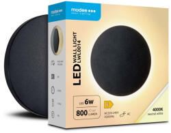 Modee LED Fali Lámpa (LWL0014) 6W IP65 D130x42mm 4000K (800 lumen) Fekete (ML-LWL0014)