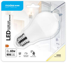 Modee LED Smart (PIR Sensor) Globe (Gömb) A60 8, 8W E27 200° 4000K (806 lumen) (MSL-G4000K8-8WE27-PIR)