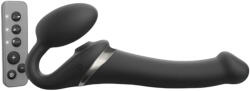 Strap On Me M - léghullámos felcsatolható vibrátor (fekete) - szexshop
