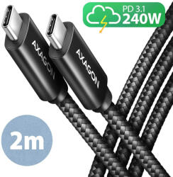 AXAGON USB 2.0 C - C töltőkábel (PD 240W, 5A) 2m [BUCM2-CM20AB]