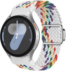 Curea din nailon împletită pentru Samsung Galaxy Watch 7 (40 / 44 mm) WHITE RAINBOW