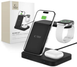 Tech-Protect A37 3in1 vezeték nélküli töltő mobil / Apple Watch / AirPods, fekete
