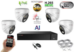 Monitorrs Security - AI Hybrid Light IP kamerarendszer 4 kamerával 5 Mpix WD - 6141k4