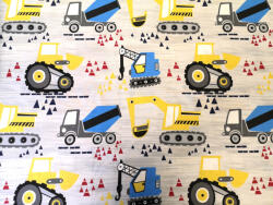  240 cm széles pamutvászon textil / sárga - kék markoló mintás