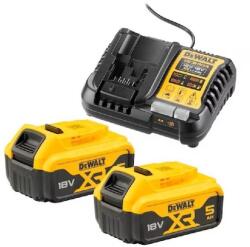 DEWALT Akkumulátorkészlet 18V 2x5, 0Ah + töltő DCB1104P2Y (DCB1104P2Y)