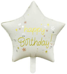 Balloons4party Balon folie stea crem Happy Birthday 45 cm - articole-petreceri - 19,99 RON
