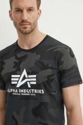 Alpha Industries pamut póló Basic T-Shirt Camo zöld, mintás - fekete M