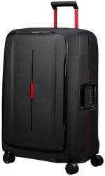 Samsonite ESSENS négykerekű, fekete-piros csatos nagy bőrönd 75 cm 146912-1186