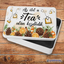  Az élet a tea után kezdődik fém szendvicsdoboz (tároló doboz)
