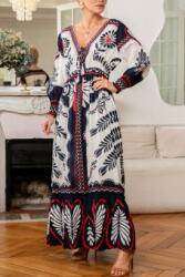 RohBoutique Rochie maxi din bumbac stil Boho cu buzunare, Alb , Roh DR4724