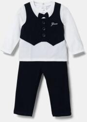 GUESS Комплект бяла риза с пришит елек и тъмно син панталон за бебе момче Guess