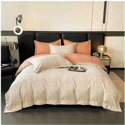 Home Lenjerie de lux cu elastic corai, din bumbac finet, 6 Piese cu model vintage multicolor Lenjerie de pat