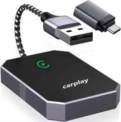 GoBERA GoBERA® vezeték nélküli autós adapter, Apple CarPlay modul, WiFi 5 GHz, Bluetooth 5.3, AI processzor, IOS 10+ kompatibilis, automatikus csatlakozás, Plug and Play, fekete (GBR-50)