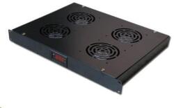XtendLan 19" XtendLan szellőztetőegység, 4 ventilátor, LCD kijelző, termosztát, mélység 350mm, fekete színű (SFAN1U4T-B-EK)