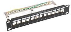Lanberg Üres patch panel 12 port 1U 10" FTP, árnyékolt, tehermentesítővel, fekete V2 (PPKS-9212-B) (PPKS-9212-B)