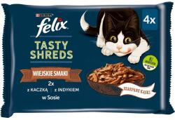 Purina Nestle Hrana Pentru Pisici PURINA NESTLE Felix Tasty Shreds Cu Rata si Curcan 4x 80g (8445290018663)