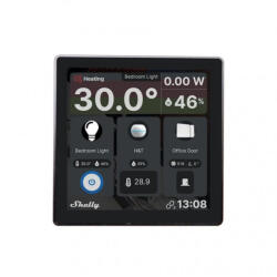 Shelly Wall Display Wi-Fi+Bluetooth villanykapcsoló + színes érintőképernyős vezérlőpanel (fekete) - okosabbotthon