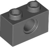 LEGO® 3700c85 - LEGO sötétszürke technic kocka 1 x 2 méretű, lyukkal (3700c85)
