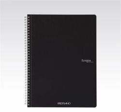 Fedrigoni Ecoqua A4 70lapos vonalas spirálfüzet, fekete (19290209) (19290209)
