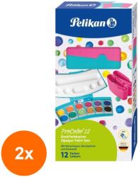 Pelikan Set 2 x Acuarele, 735 Procolor, 12 Culori, Turcoaz / Roz (REH-2xHRZ-701198)