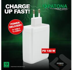 PATONA Premium PD140W 3xUSB-C 1xUSB-A Adapter fehér, PD3.0, QC3.0 (PT-2648)